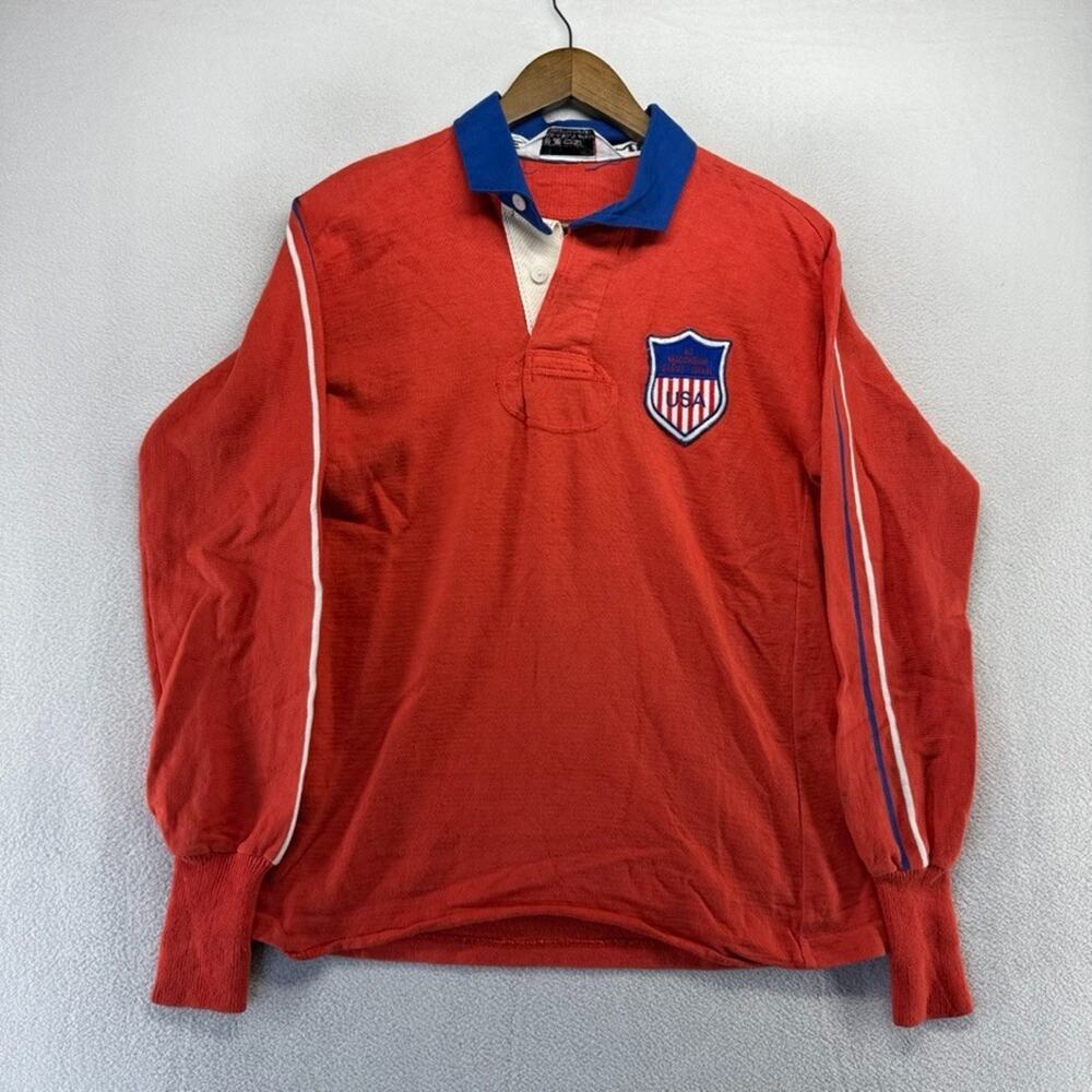 Vintage Team USA Rugby Shirt men's 38 Small Maccabiah Games Jewish Olympics 80s
